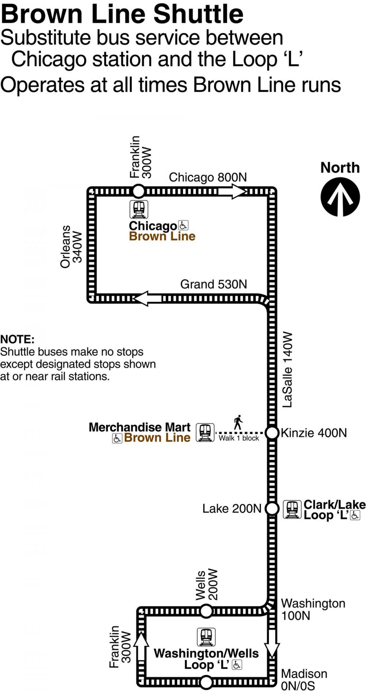 Chicago brown liniju mapu