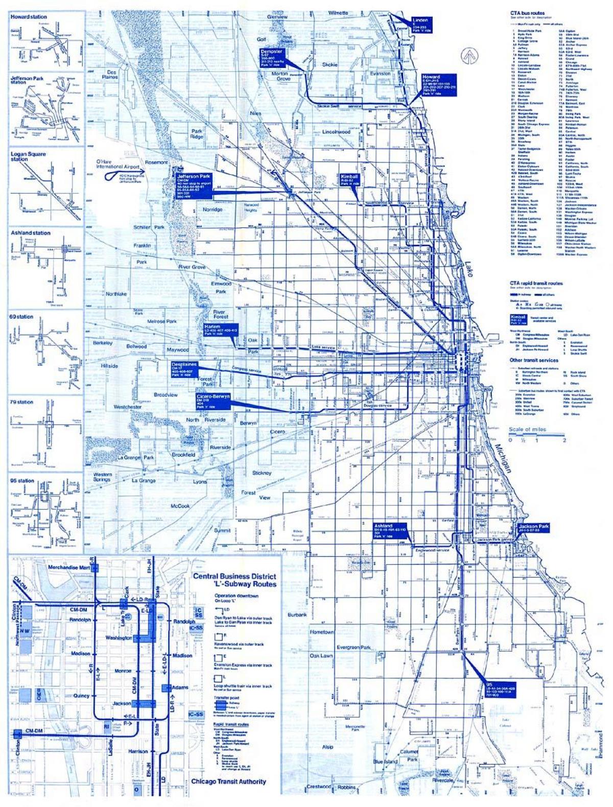 Chicago autobus sistem mapu