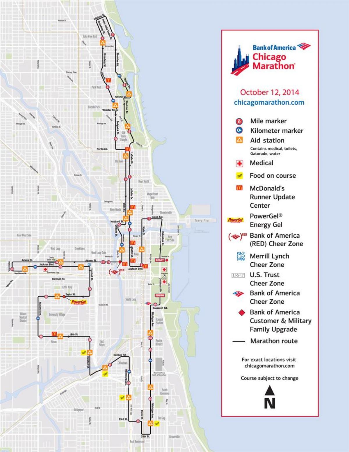 Chicago maraton trci mapu