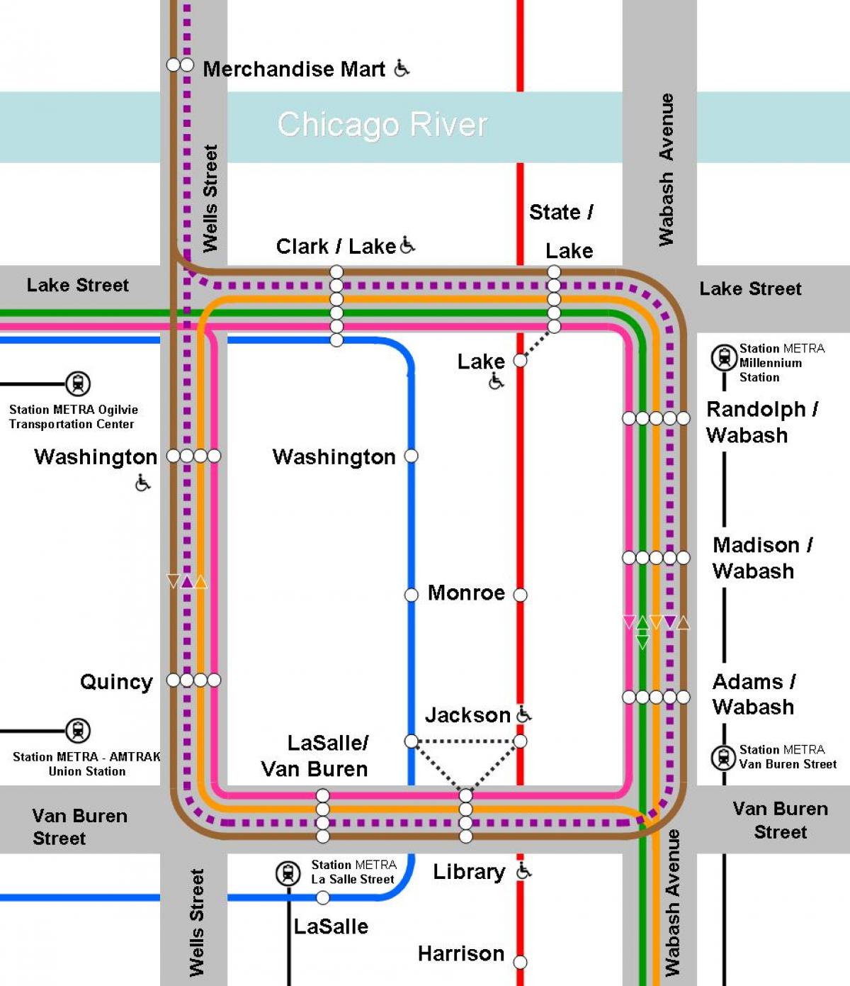 narandžasta liniju mapu Chicagu