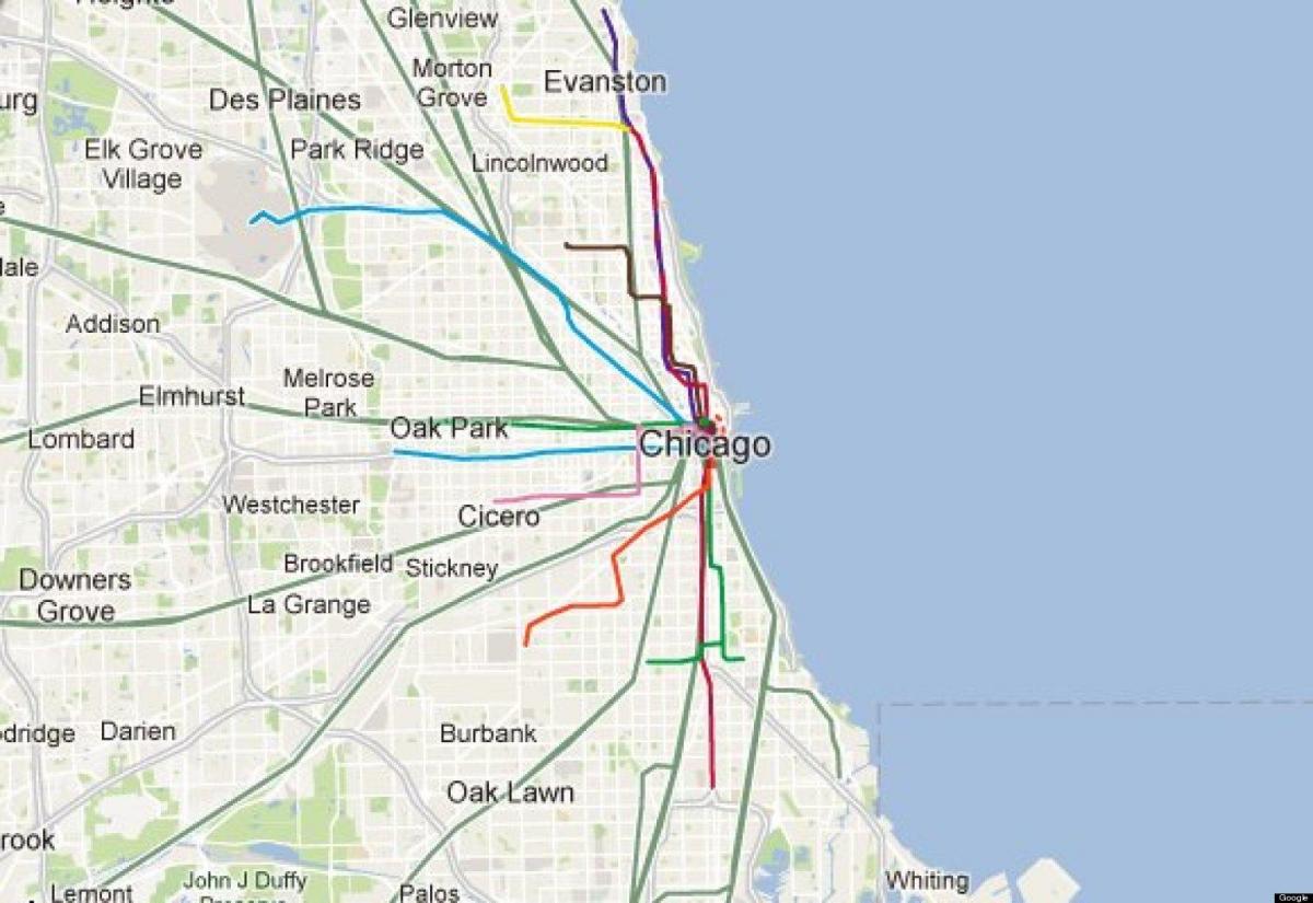 Chicago plava linija voz mapu