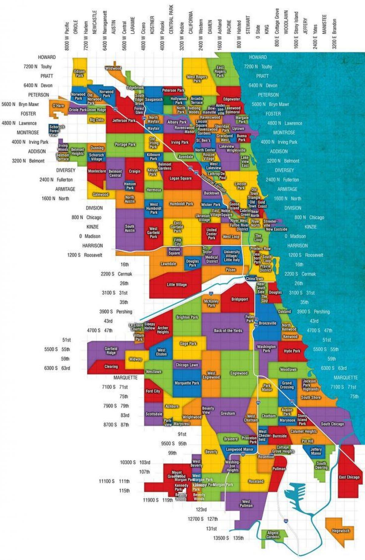 Chicago i predgrađa mapu