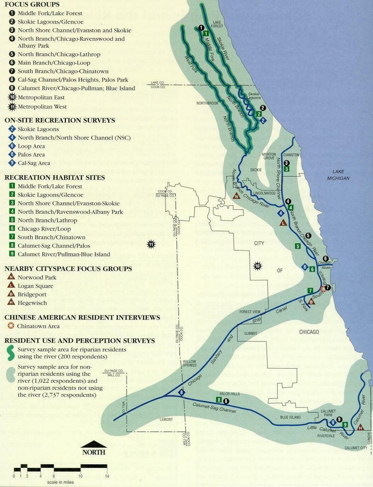 karta za Chicago reke