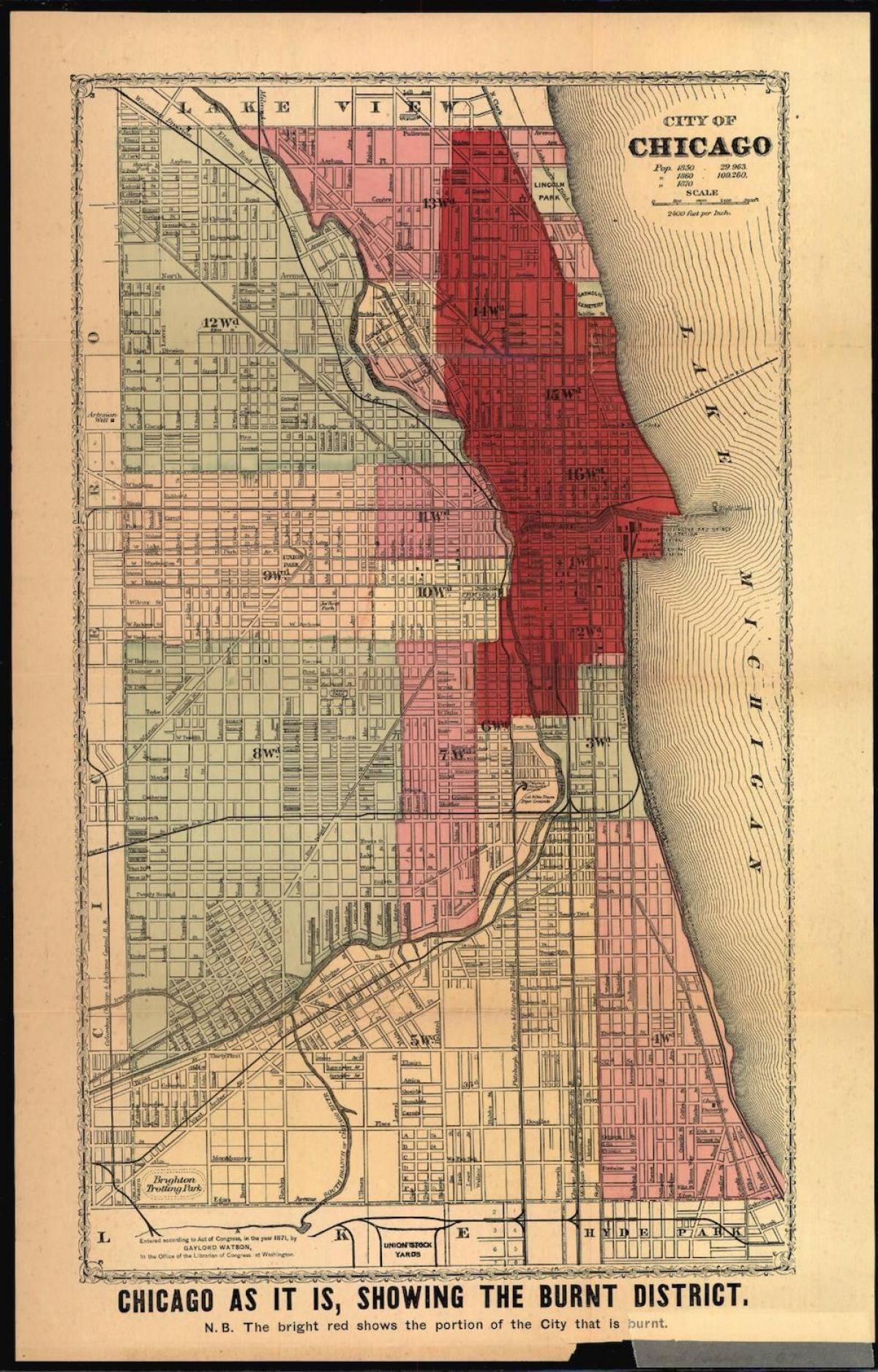 mapa veliki požar u Čikagu