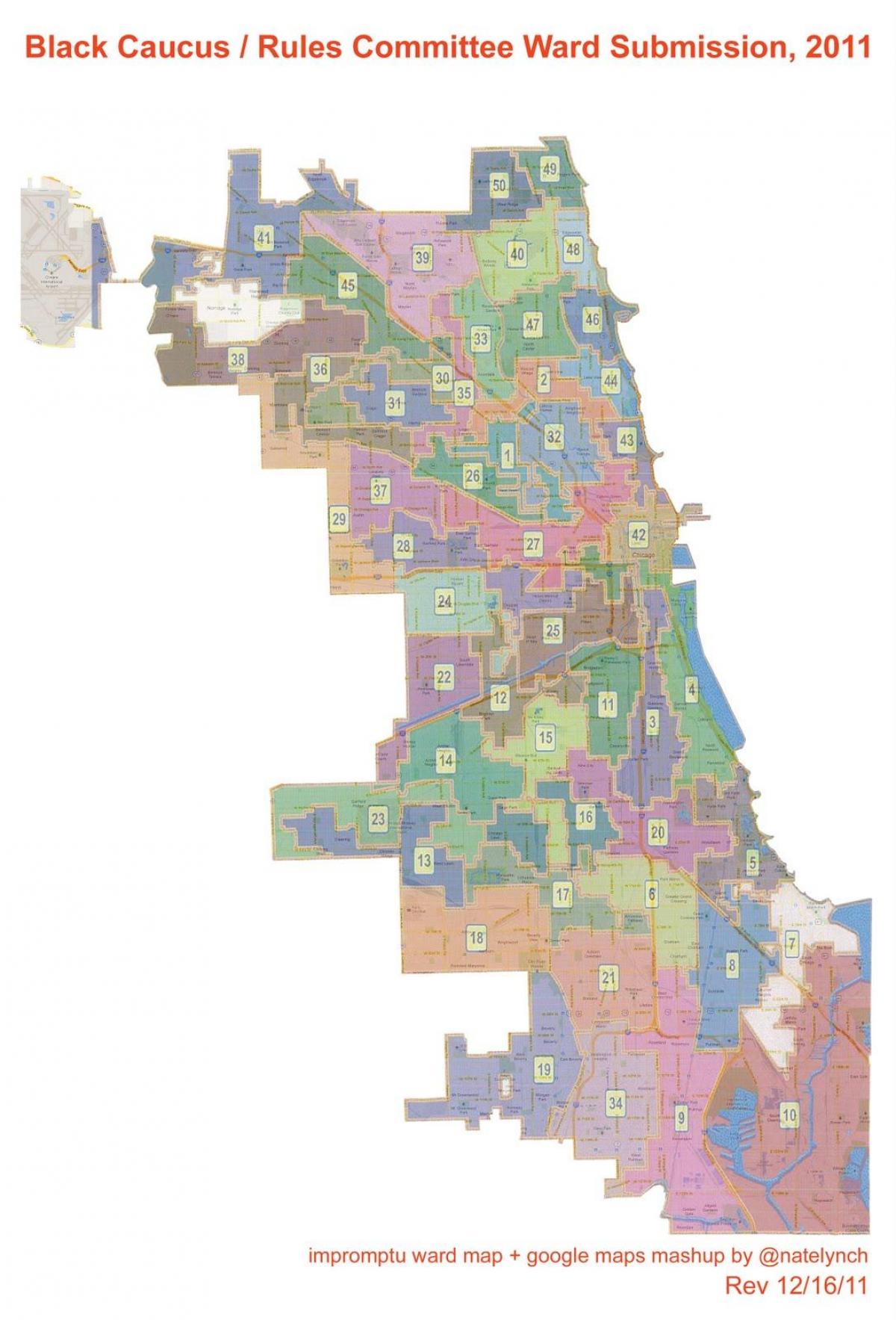 grada Chicaga ward mapu