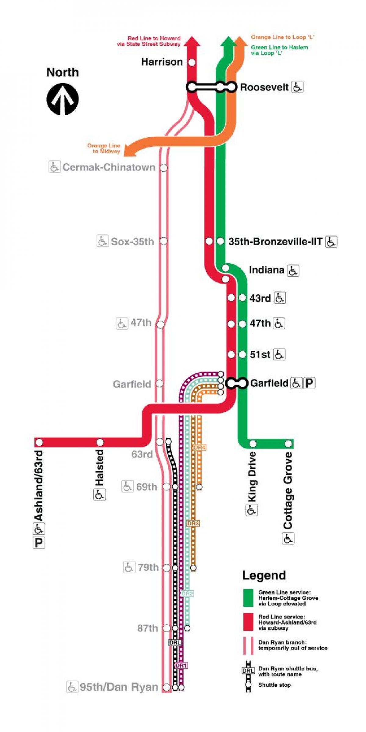 Chicago vlakom mapu crvene linije