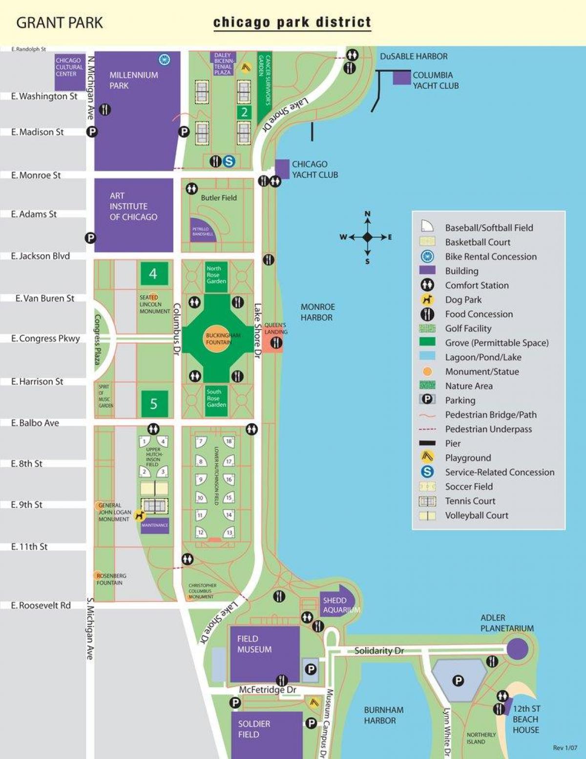 mapa grant park Chicagu