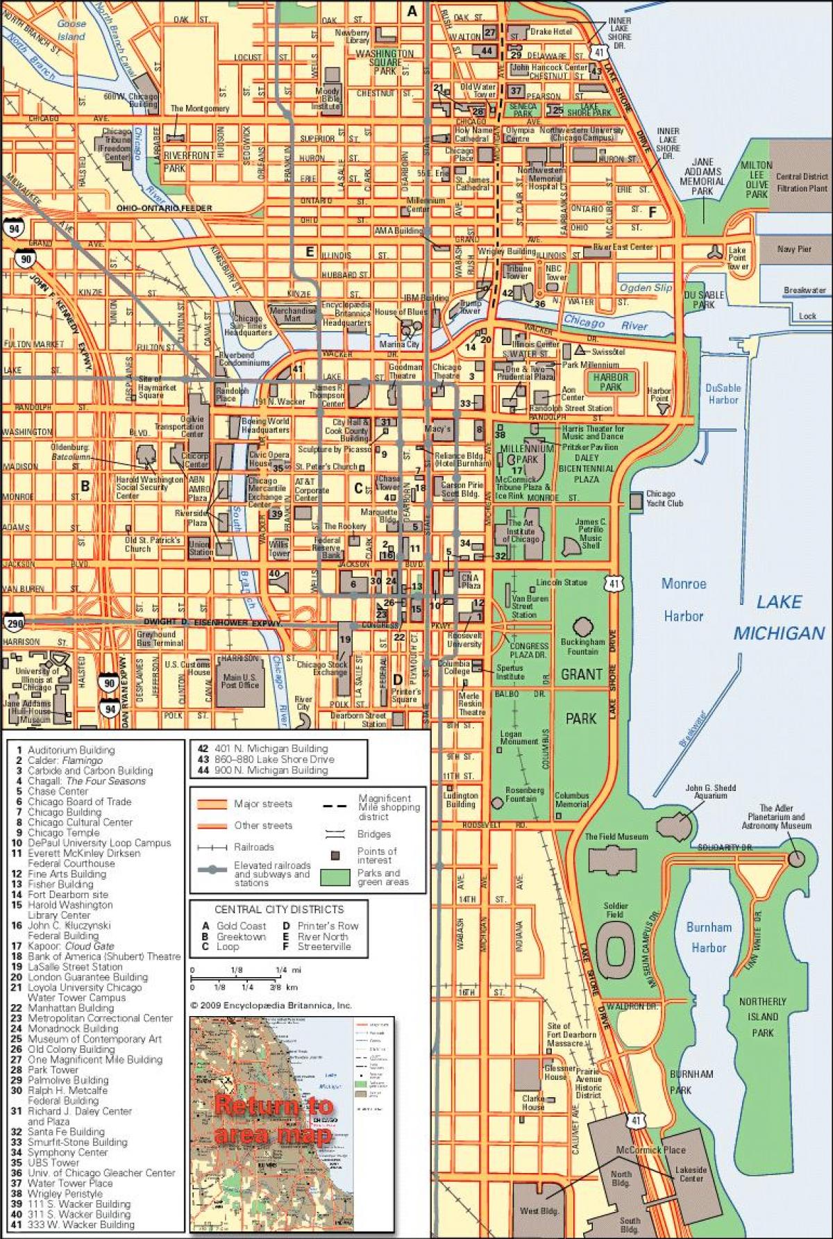 karta u centru grada Chicaga
