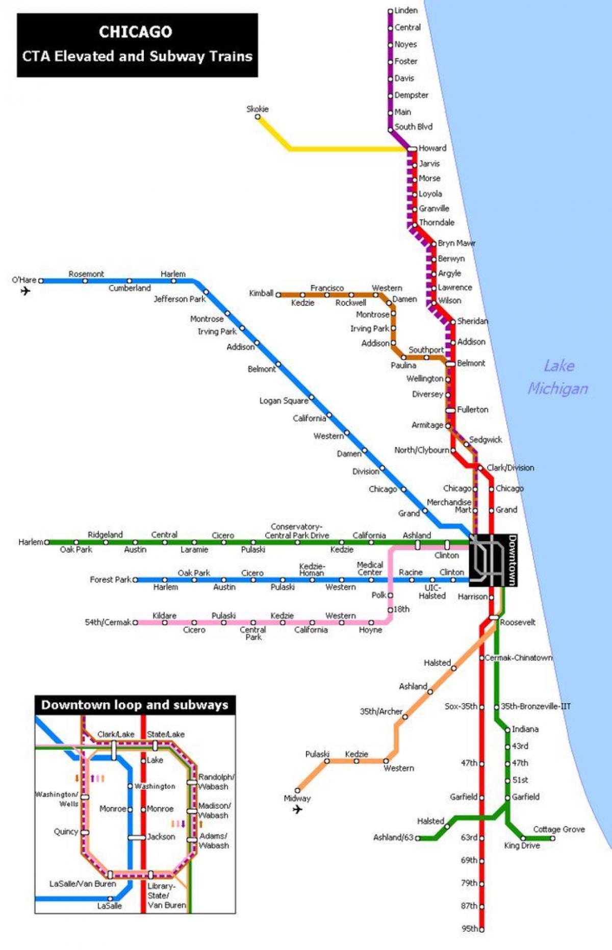 Chicago metro stanicu mapu