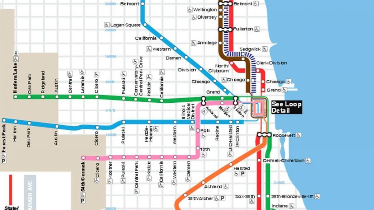karta za Chicago plava linija