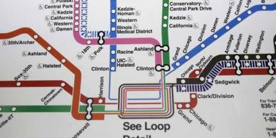 Chicago mapa metroa plava linija