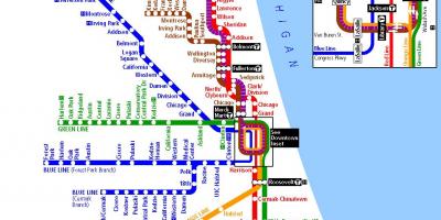 Podzemne željeznice u Chicagu mapu