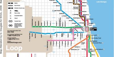 Chicago vlakom mapu plava linija