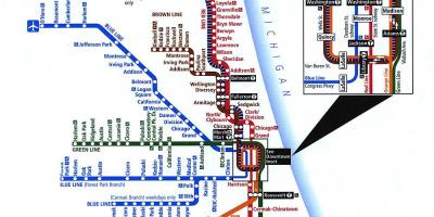 Chicago metro linije mapu
