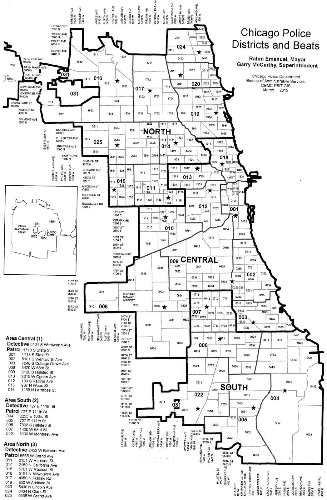 policija okruga karta za Chicago
