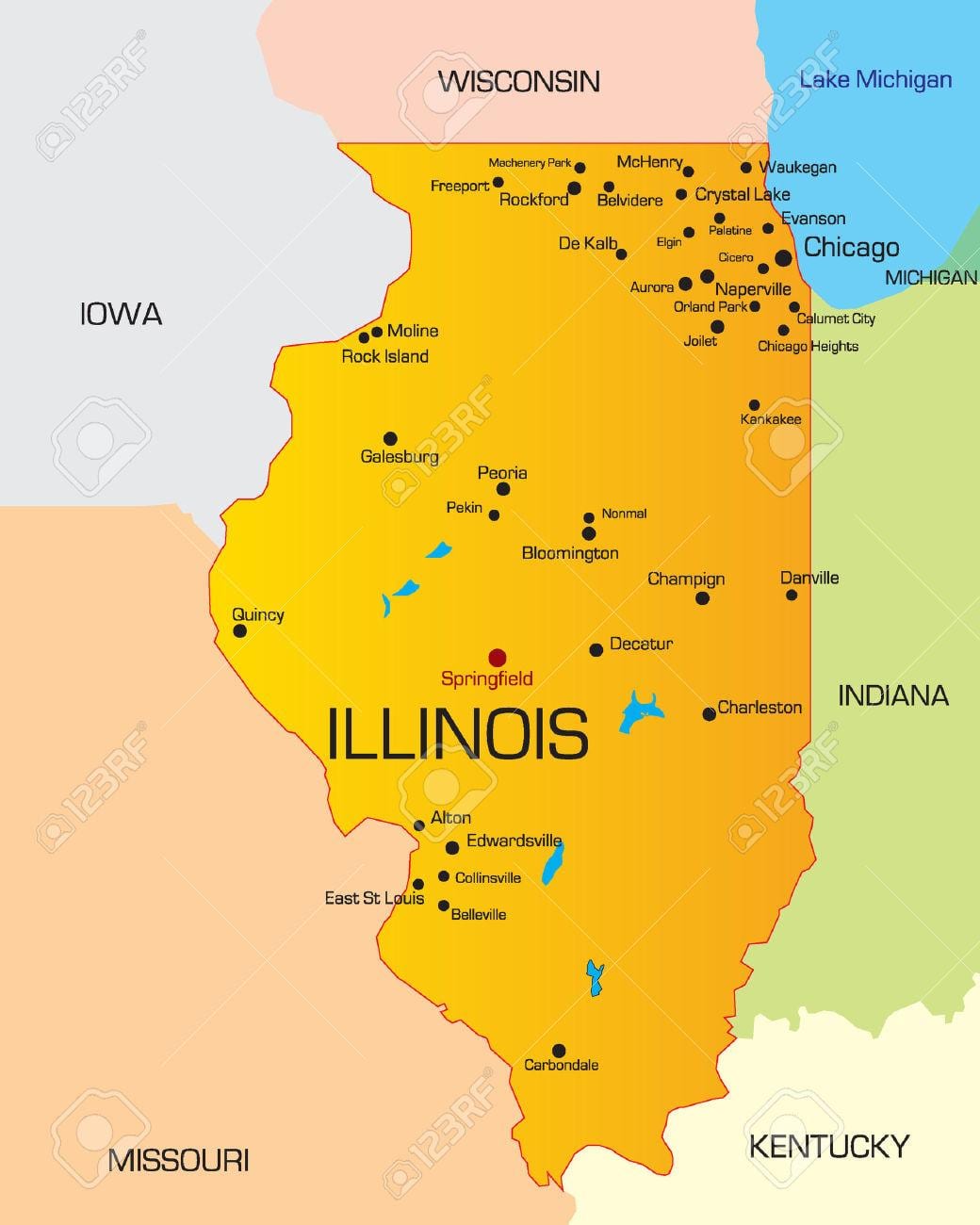 Chicago država mapu