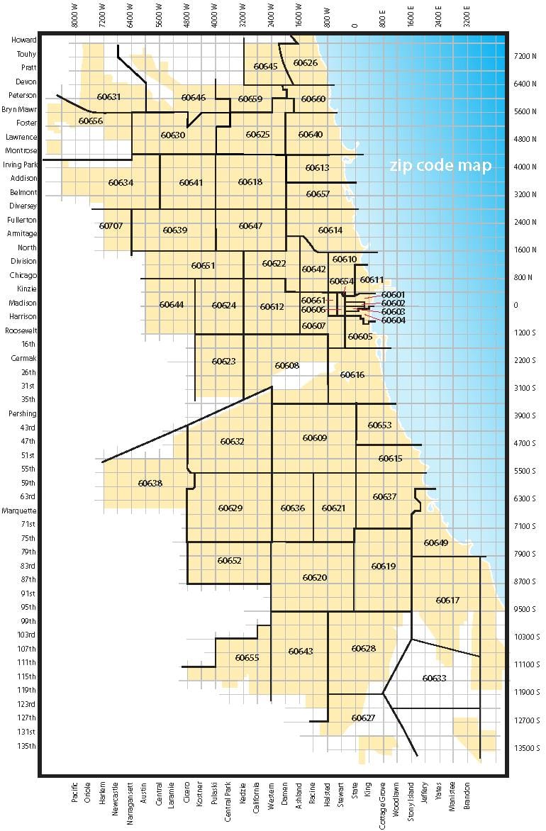 karta za Chicago zip šifre