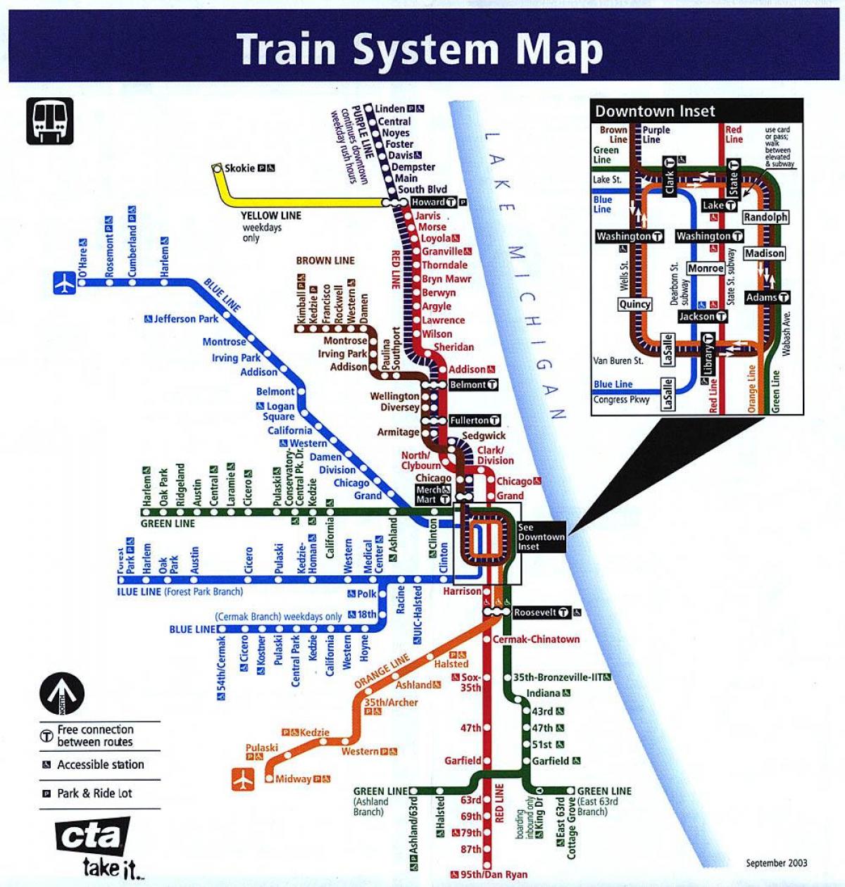 Chicago metro linije mapu