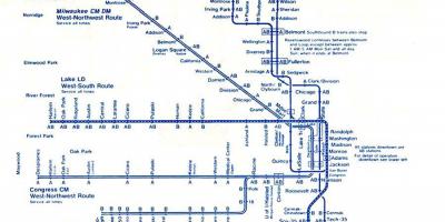 Mapa plava linija Chicagu